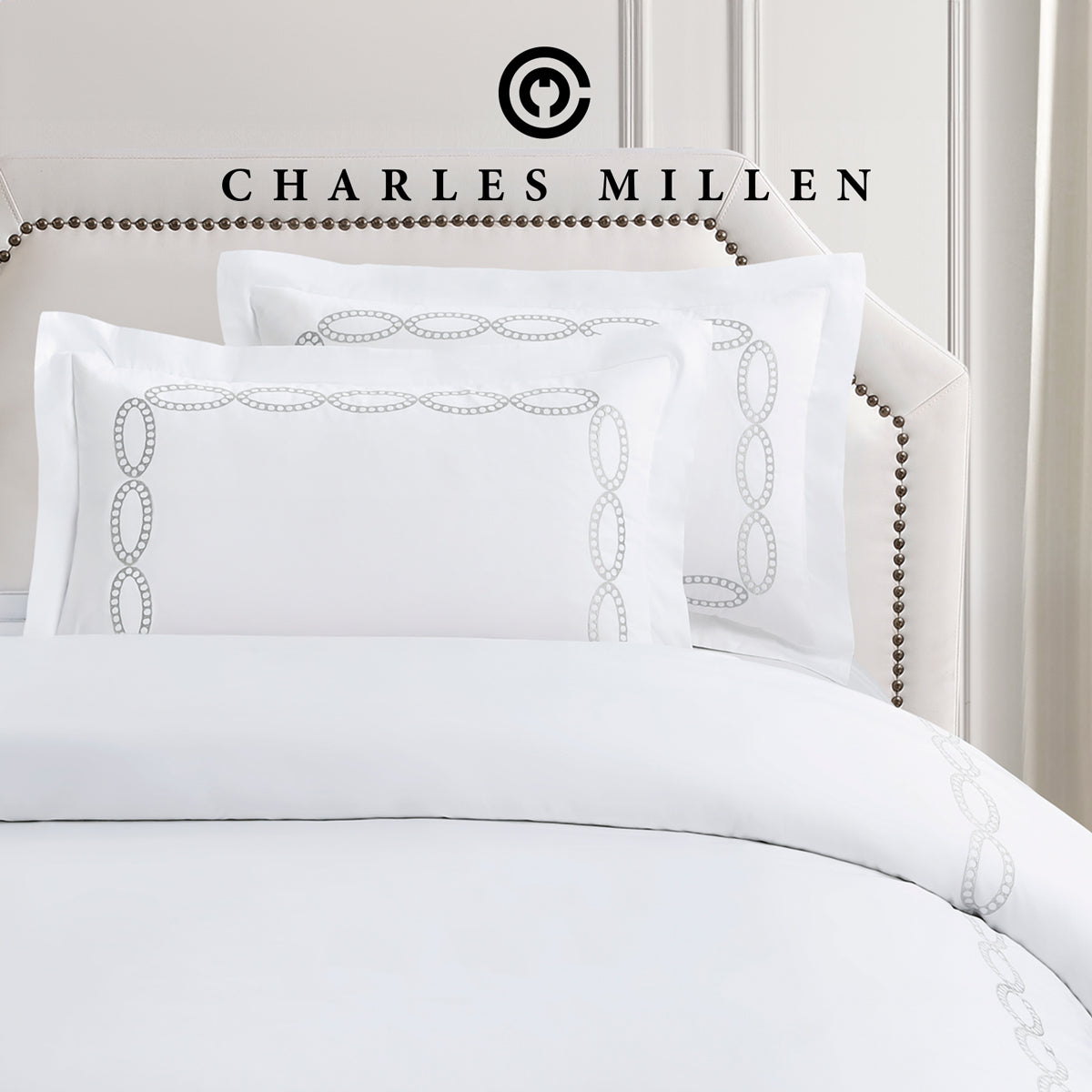 CHARLES MILLEN Signature Vouge Collection 100% Pima Cotton Bed Linen (White) – CELESTIA