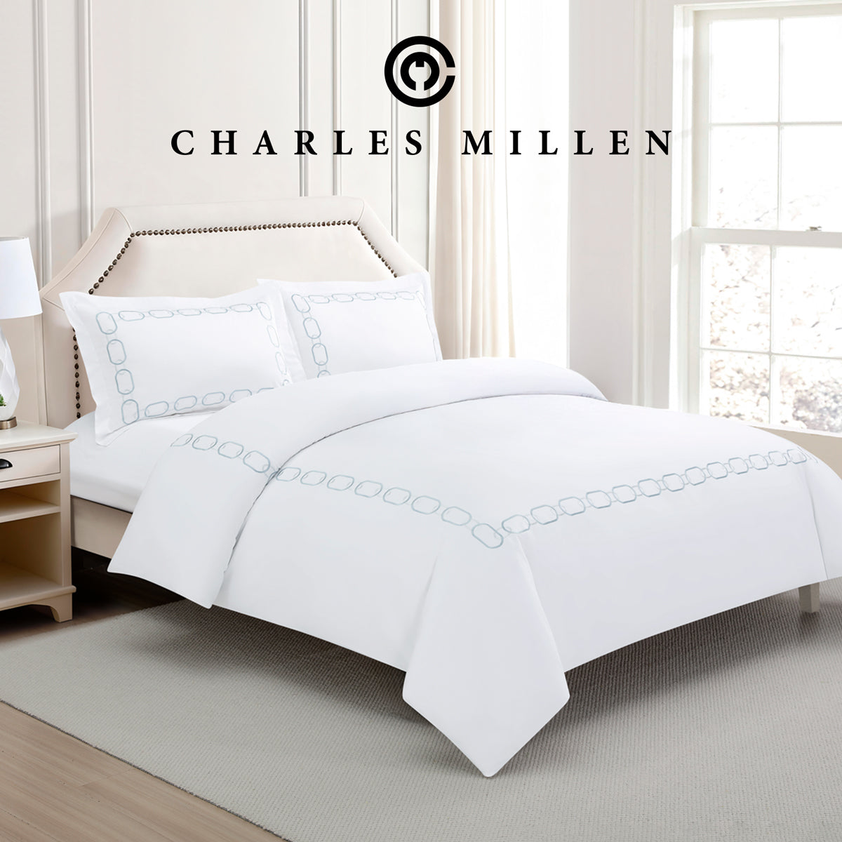 CHARLES MILLEN Signature Vouge Collection 100% Pima Cotton Bed Linen (White) – ELARIA