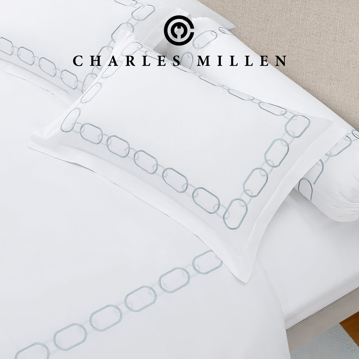 CHARLES MILLEN Signature Vouge Collection 100% Pima Cotton Bed Linen (White) – ELARIA