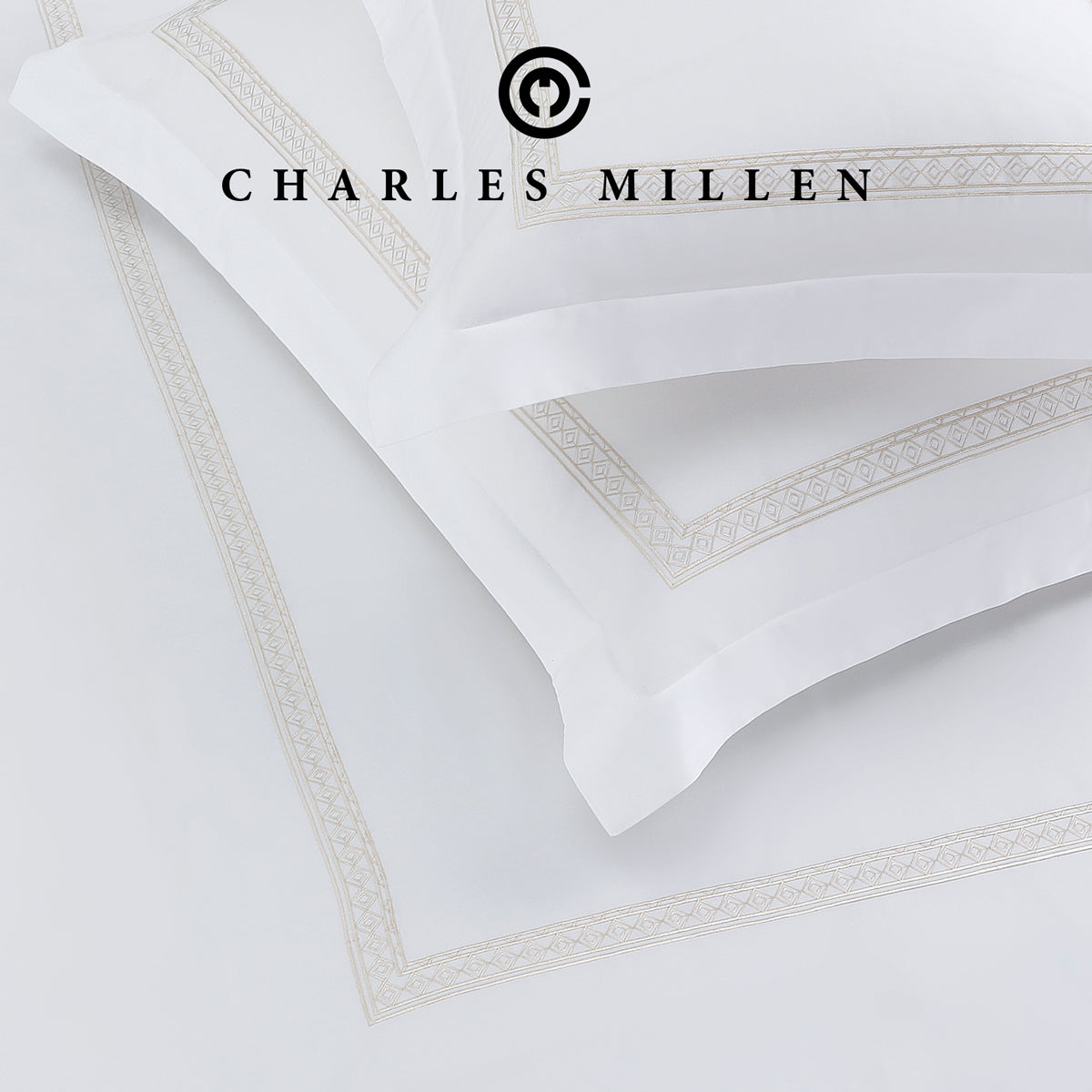 CHARLES MILLEN Signature Vouge Collection 100% Pima Cotton Bed Linen (White) – MONDRAE