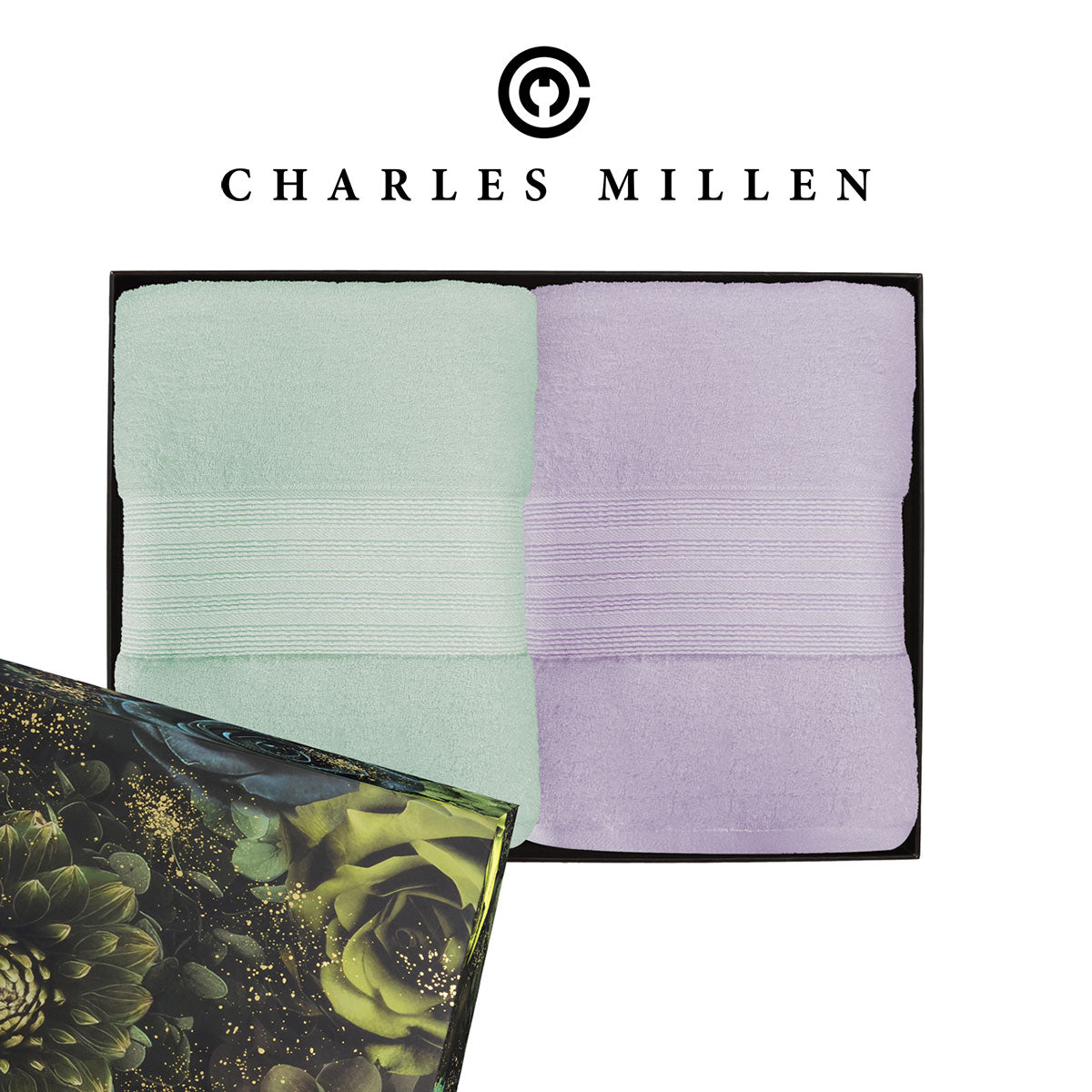 ( 2pc Bath Towel set ) Christmas Towel Gift Set - Charles Millen Velmont Egyptian Cotton Bath Towel Set