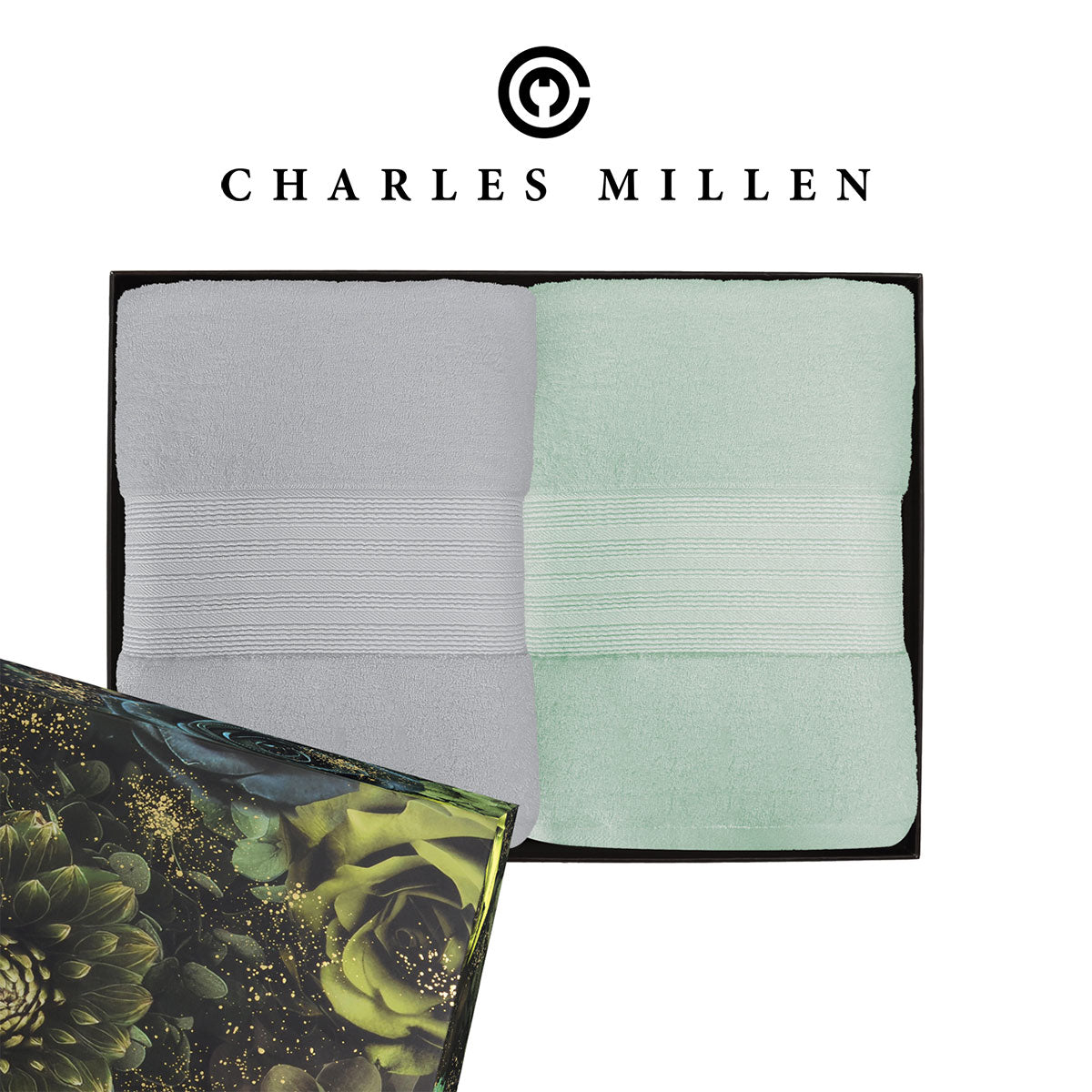 ( 2pc Bath Towel set ) Christmas Towel Gift Set - Charles Millen Velmont Egyptian Cotton Bath Towel Set