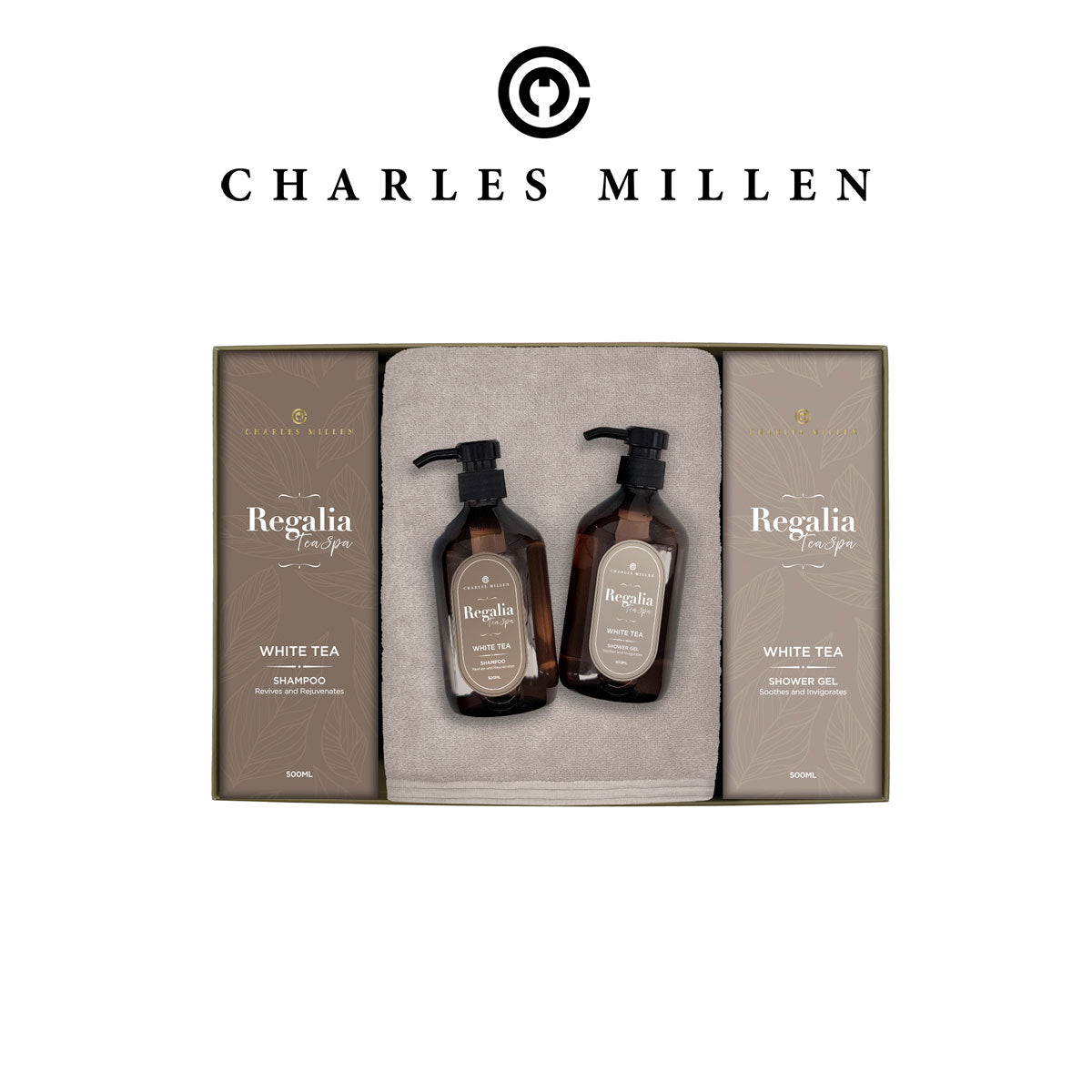 (1 Box) Christmas Towel Gift - Charles Millen Signature REBLISS Xmas Towel Gift Set.( Sport Towel - 50x100cm, Body Wash)