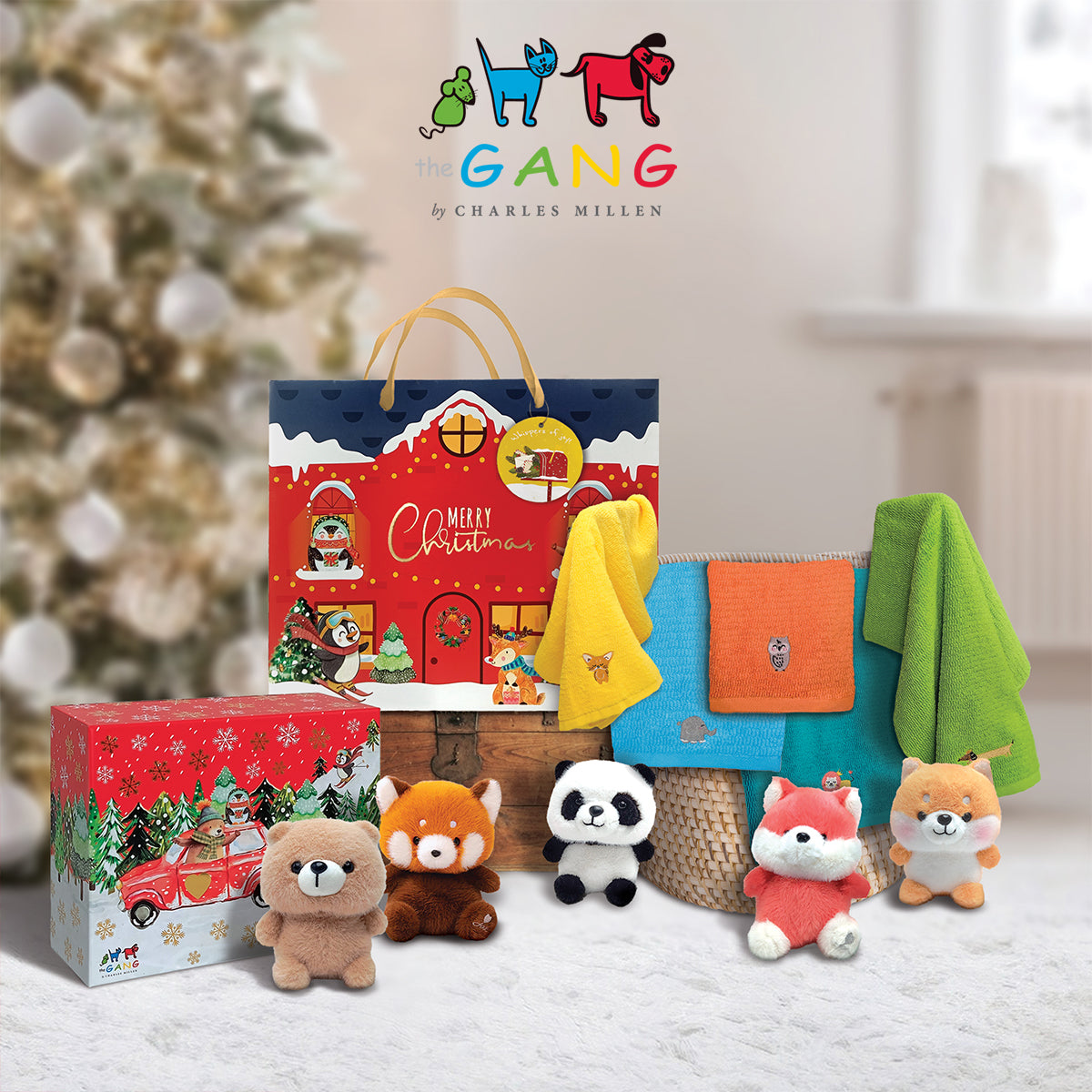 Christmas Towel Gift set- The GANG by Charles Millen THE Ruffz Sport Towel & Plush Collection.