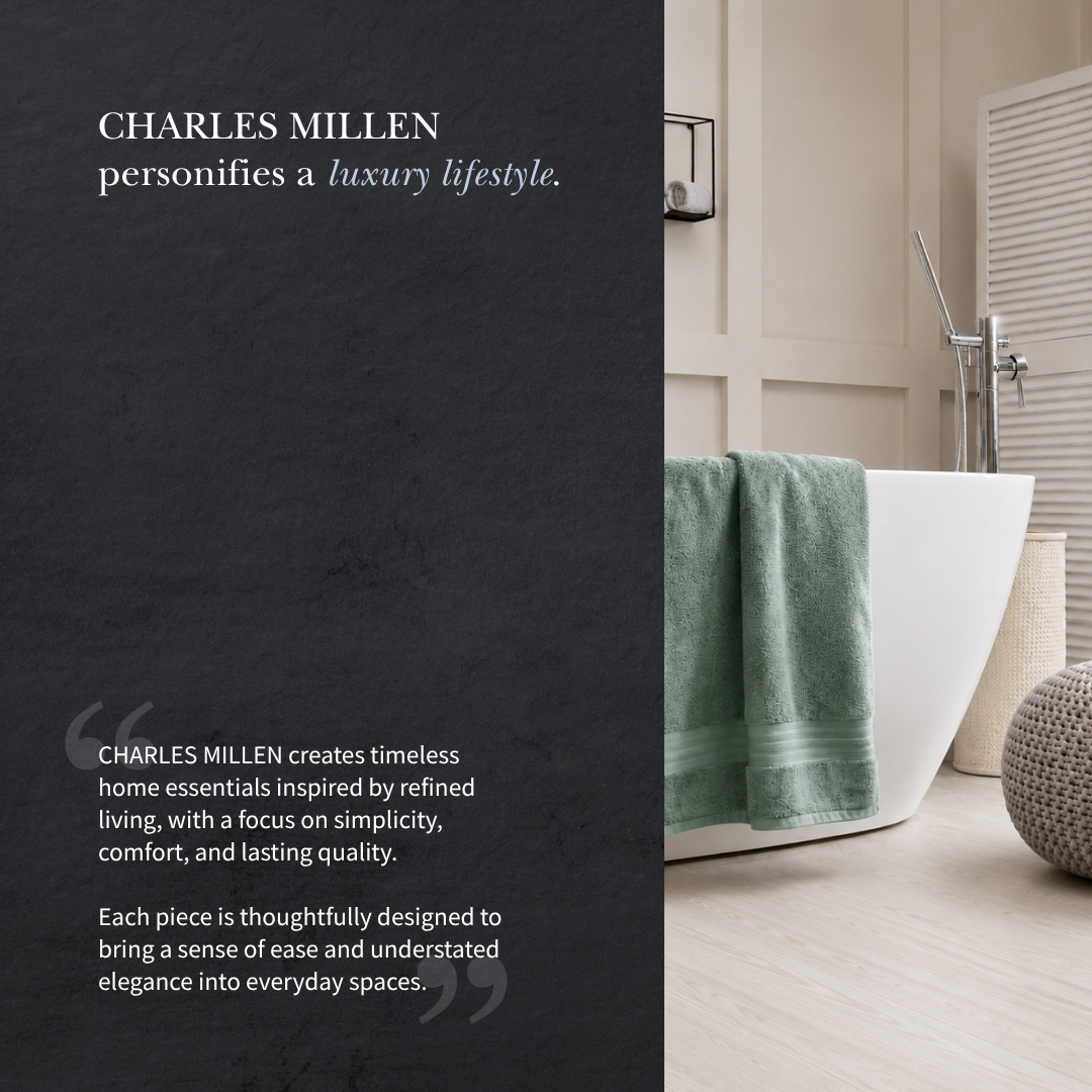 (3pc Face, Hand, Bath Towel set ) Charles Millen Velmont Egyptian Cotton Towel Set