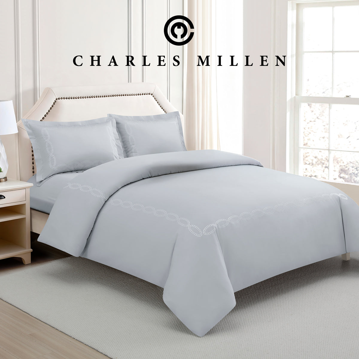 CHARLES MILLEN Signature Vouge Collection 100% Pima Cotton Bed Linen (Silver) – CELESTIA