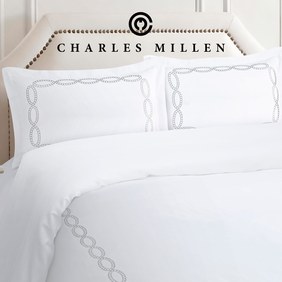 CHARLES MILLEN Signature Vouge Collection 100% Pima Cotton Bed Linen (White) – CELESTIA