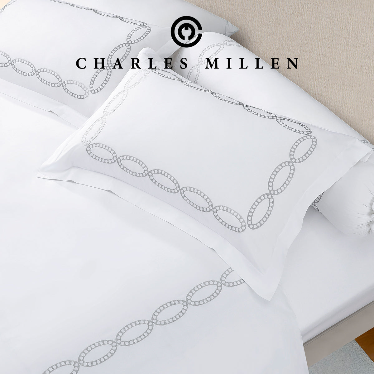 CHARLES MILLEN Signature Vouge Collection 100% Pima Cotton Bed Linen (White) – CELESTIA