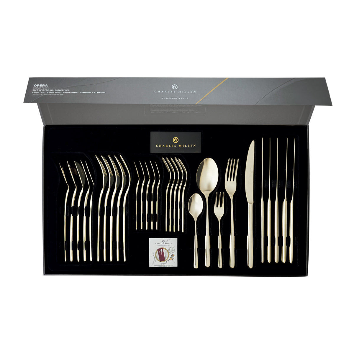 CHARLES MILLEN Signature Collection 20pc/30pc Cutlery Set in Gift Box (Champagne Gold) – OPERA