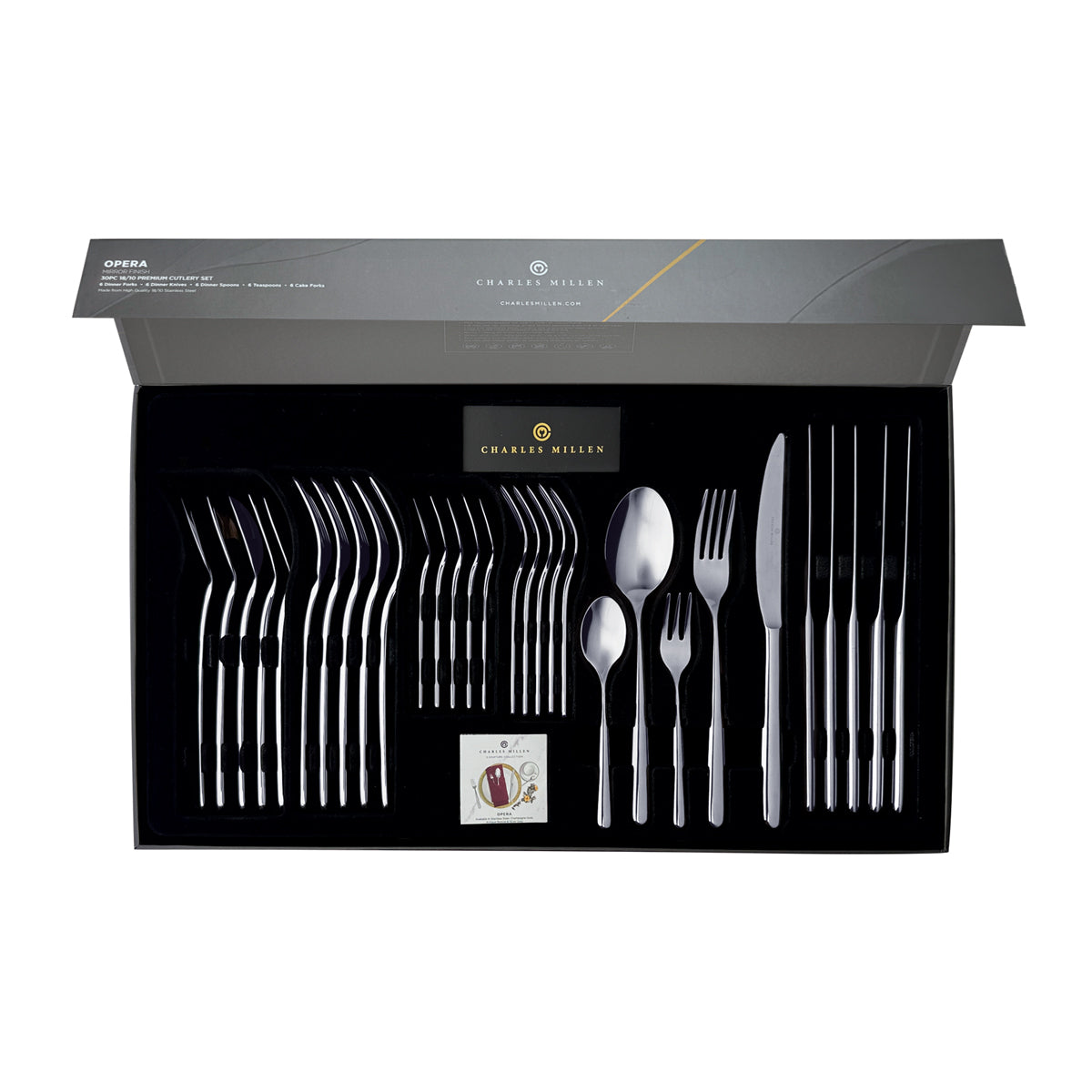 CHARLES MILLEN Signature Collection 20pc/30pc Cutlery Set in Gift Box (Silver Grey) – OPERA