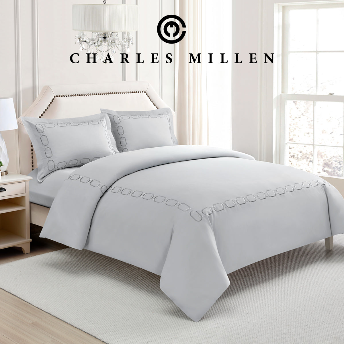 CHARLES MILLEN Signature Vouge Collection 100% Pima Cotton Bed Linen (Silver) – ELARIA