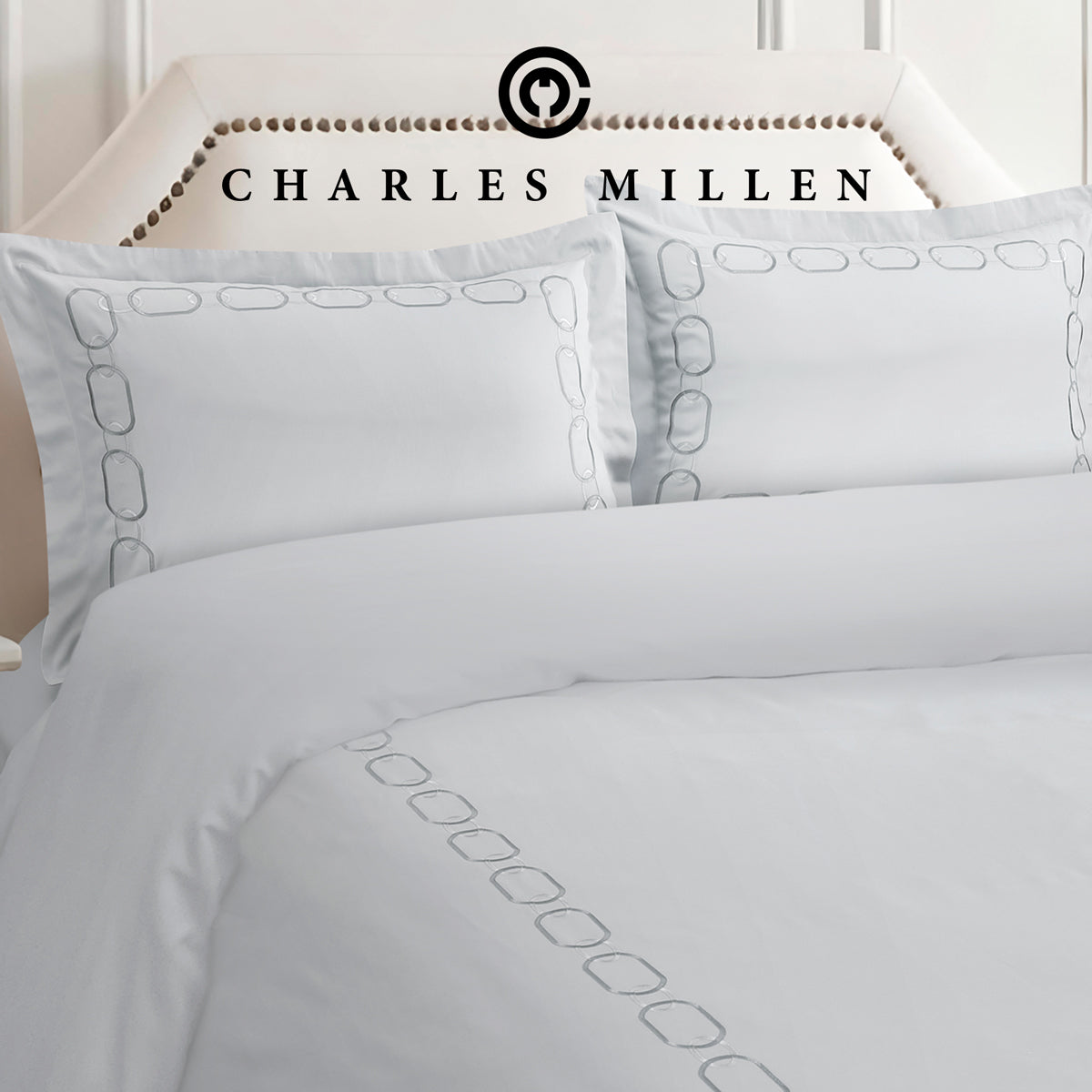 CHARLES MILLEN Signature Vouge Collection 100% Pima Cotton Bed Linen (Silver) – ELARIA