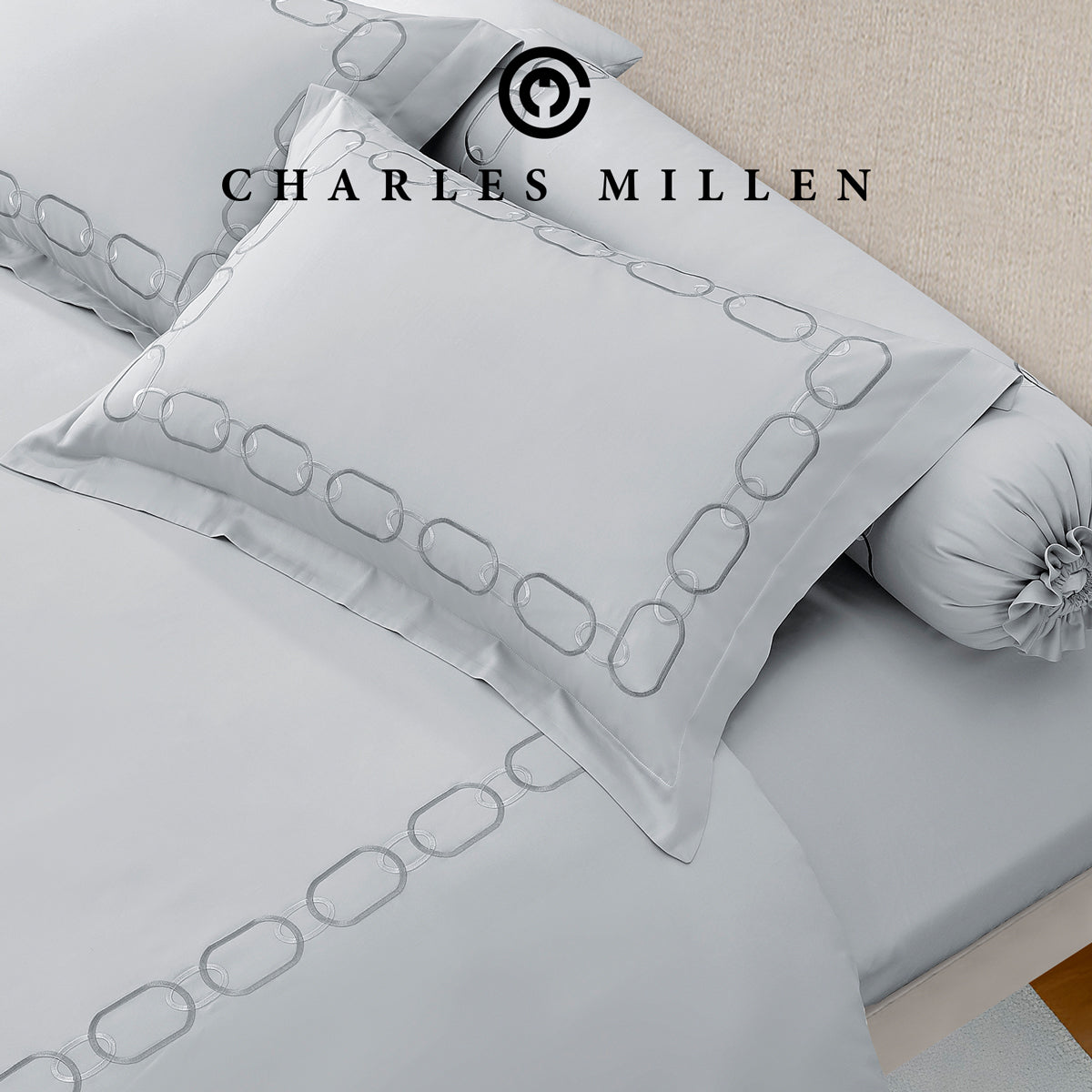 CHARLES MILLEN Signature Vouge Collection 100% Pima Cotton Bed Linen (Silver) – ELARIA