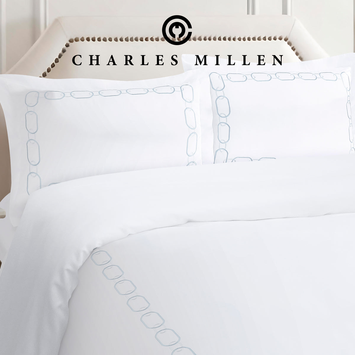 CHARLES MILLEN Signature Vouge Collection 100% Pima Cotton Bed Linen (White) – ELARIA
