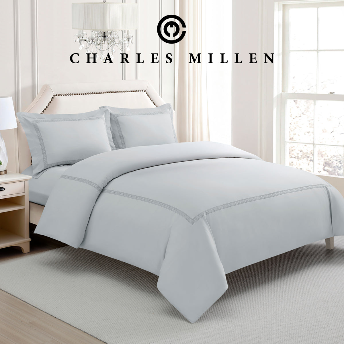 CHARLES MILLEN Signature Vouge Collection 100% Pima Cotton Bed Linen (Silver) – MONDRAE
