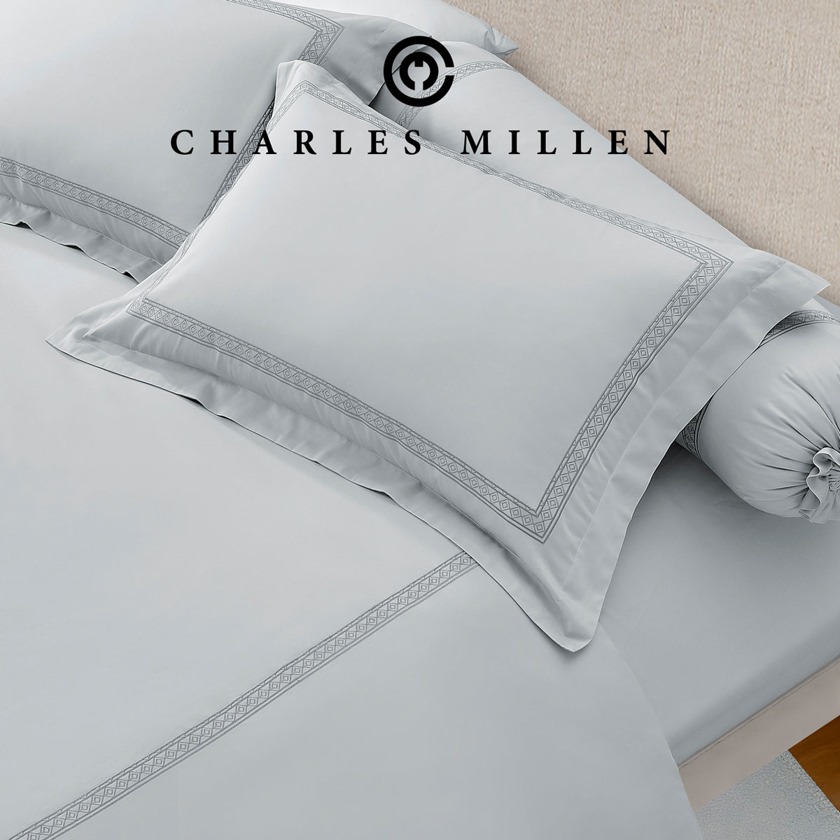 CHARLES MILLEN Signature Vouge Collection 100% Pima Cotton Bed Linen (Silver) – MONDRAE