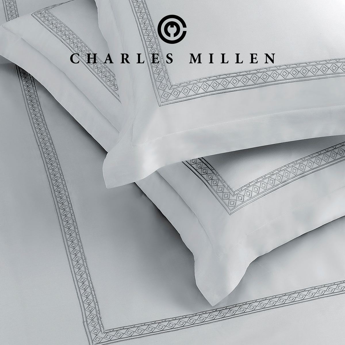 CHARLES MILLEN Signature Vouge Collection 100% Pima Cotton Bed Linen (Silver) – MONDRAE