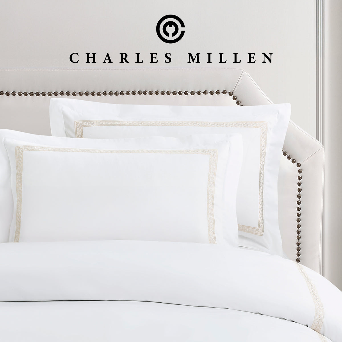 CHARLES MILLEN Signature Vouge Collection 100% Pima Cotton Bed Linen (White) – MONDRAE