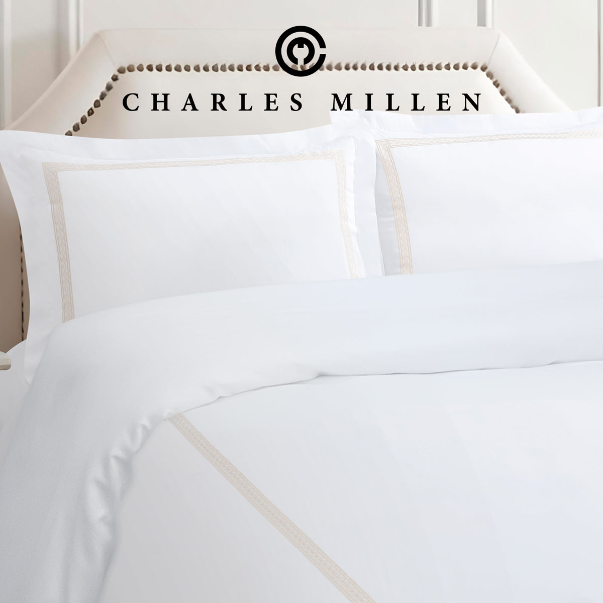 CHARLES MILLEN Signature Vouge Collection 100% Pima Cotton Bed Linen (White) – MONDRAE