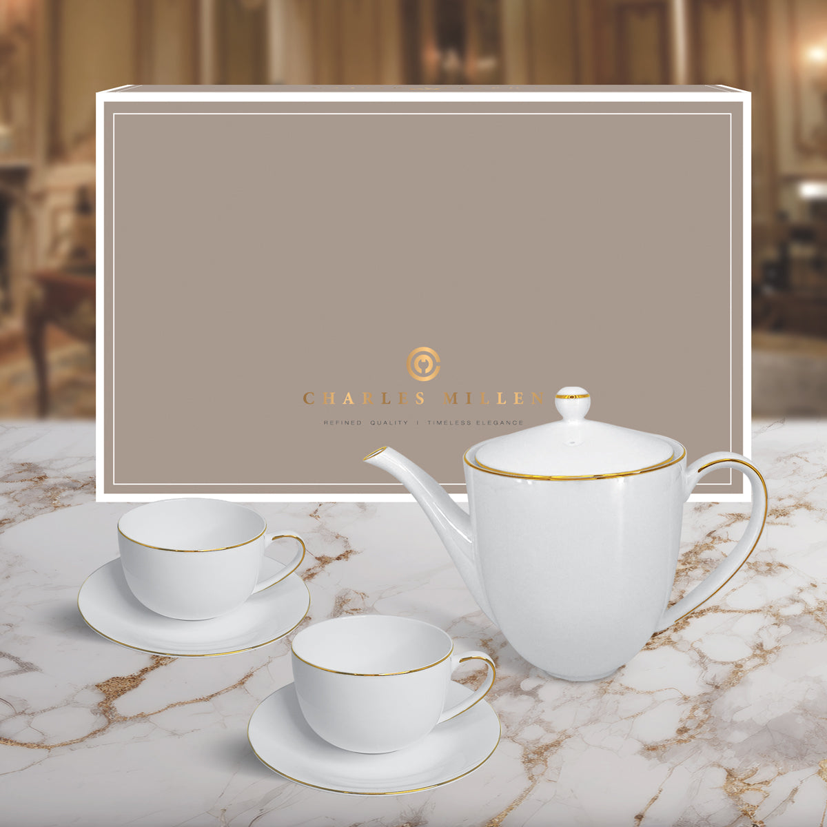 Charles Millen GOLD 3pc Entree Tea Set