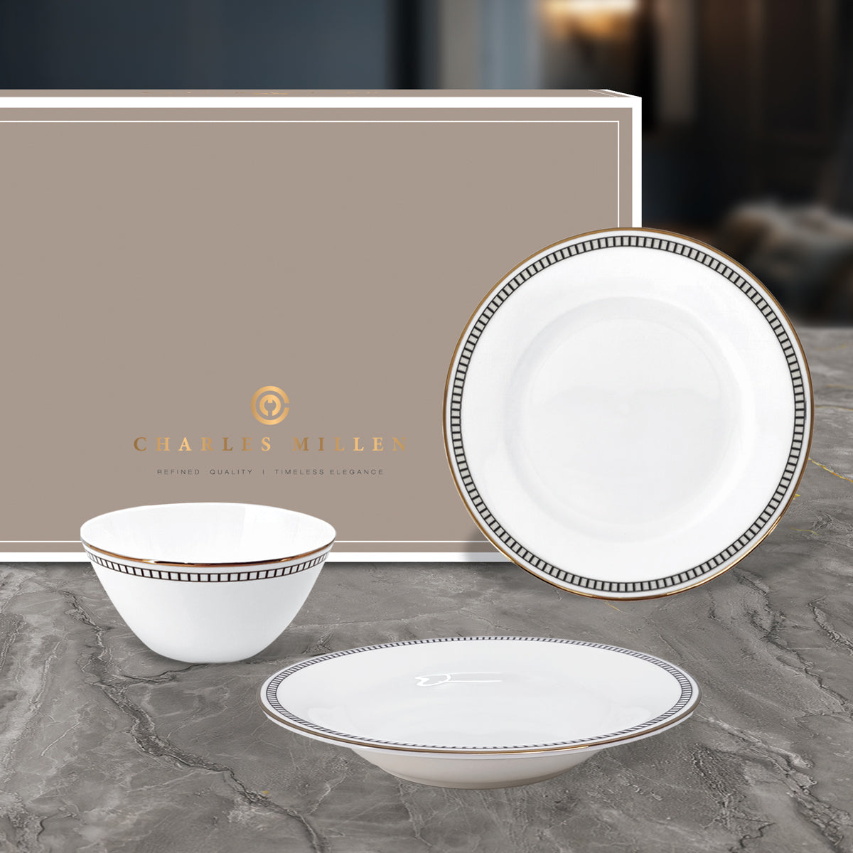 Charles Millen RITZ 4 Pax Entree Dining Set ( 12 Pcs Set ) (VOGUE series)