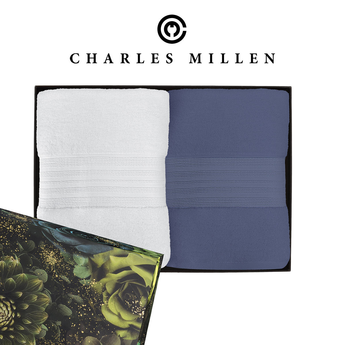 ( 2pc Bath Towel set ) Christmas Towel Gift Set - Charles Millen Velmont Egyptian Cotton Bath Towel Set