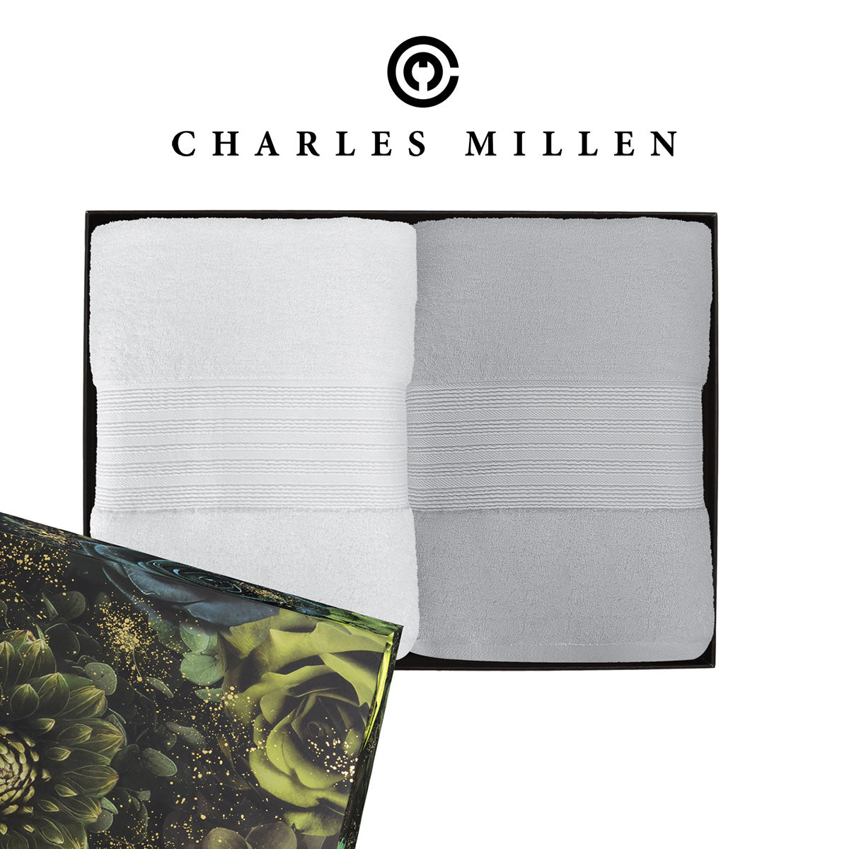 ( 2pc Bath Towel set ) Christmas Towel Gift Set - Charles Millen Velmont Egyptian Cotton Bath Towel Set