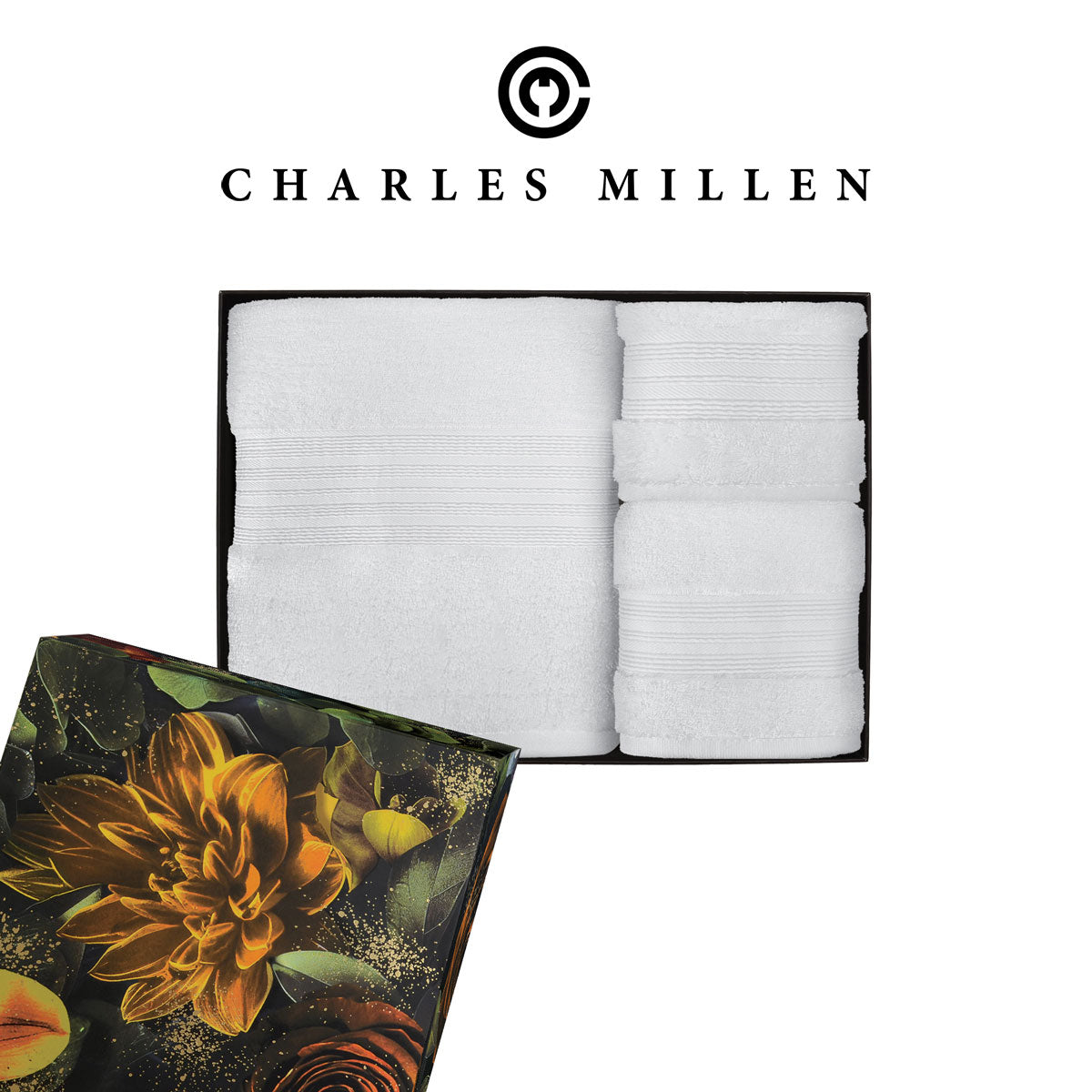 ( 3pc Face, Hand, Bath Towel set ) Christmas Towel Gift Set - Charles Millen Velmont Egyptian Cotton Bath Towel Set