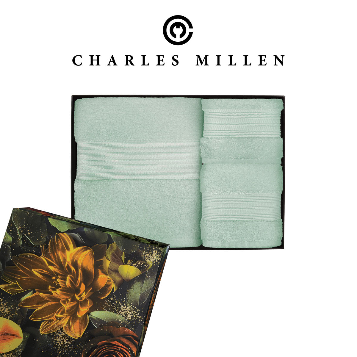 ( 3pc Face, Hand, Bath Towel set ) Christmas Towel Gift Set - Charles Millen Velmont Egyptian Cotton Bath Towel Set