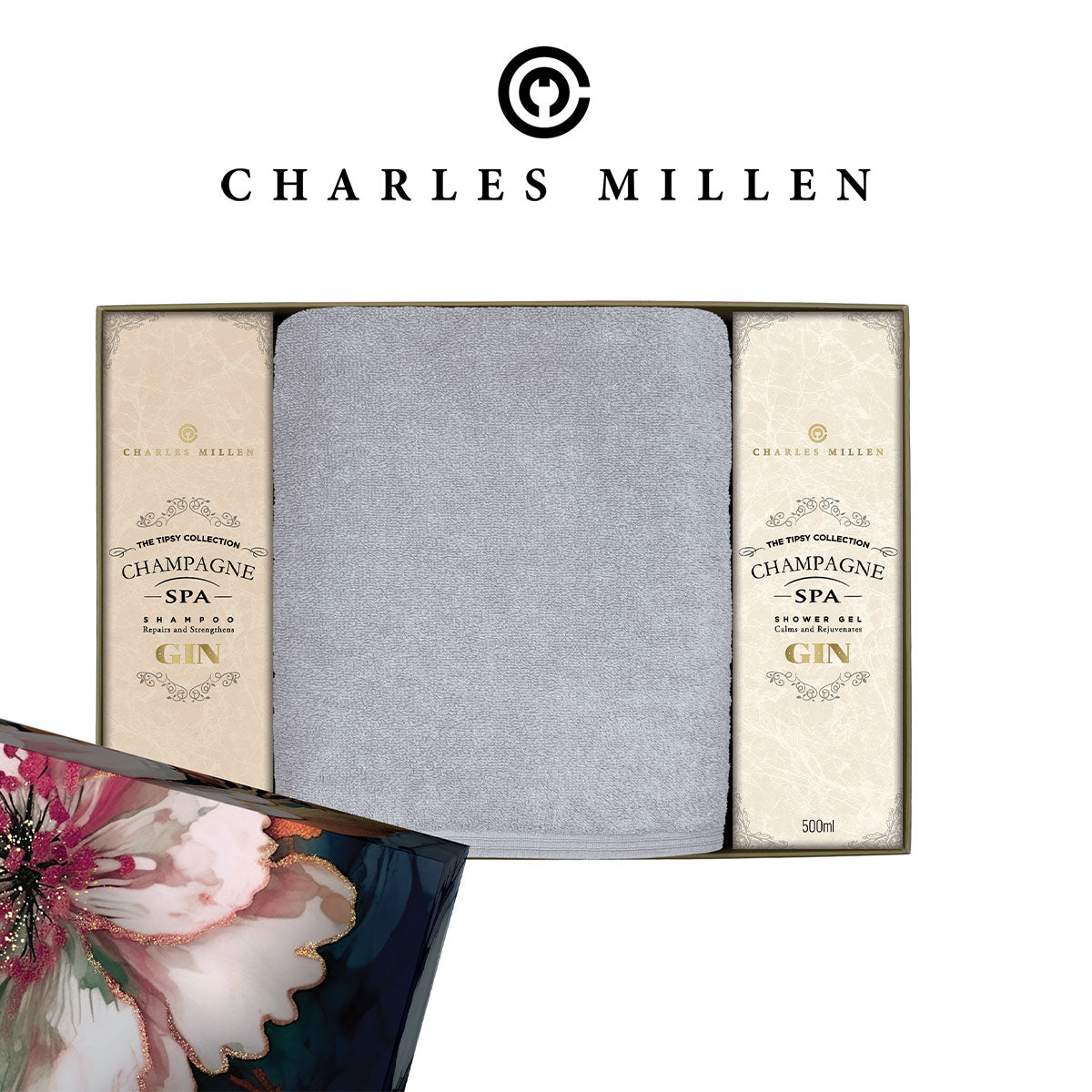 (1 Box) Christmas Towel Gift - Charles Millen Signature REBLISS Xmas Towel Gift Set.( Sport Towel - 50x100cm, Body Wash)