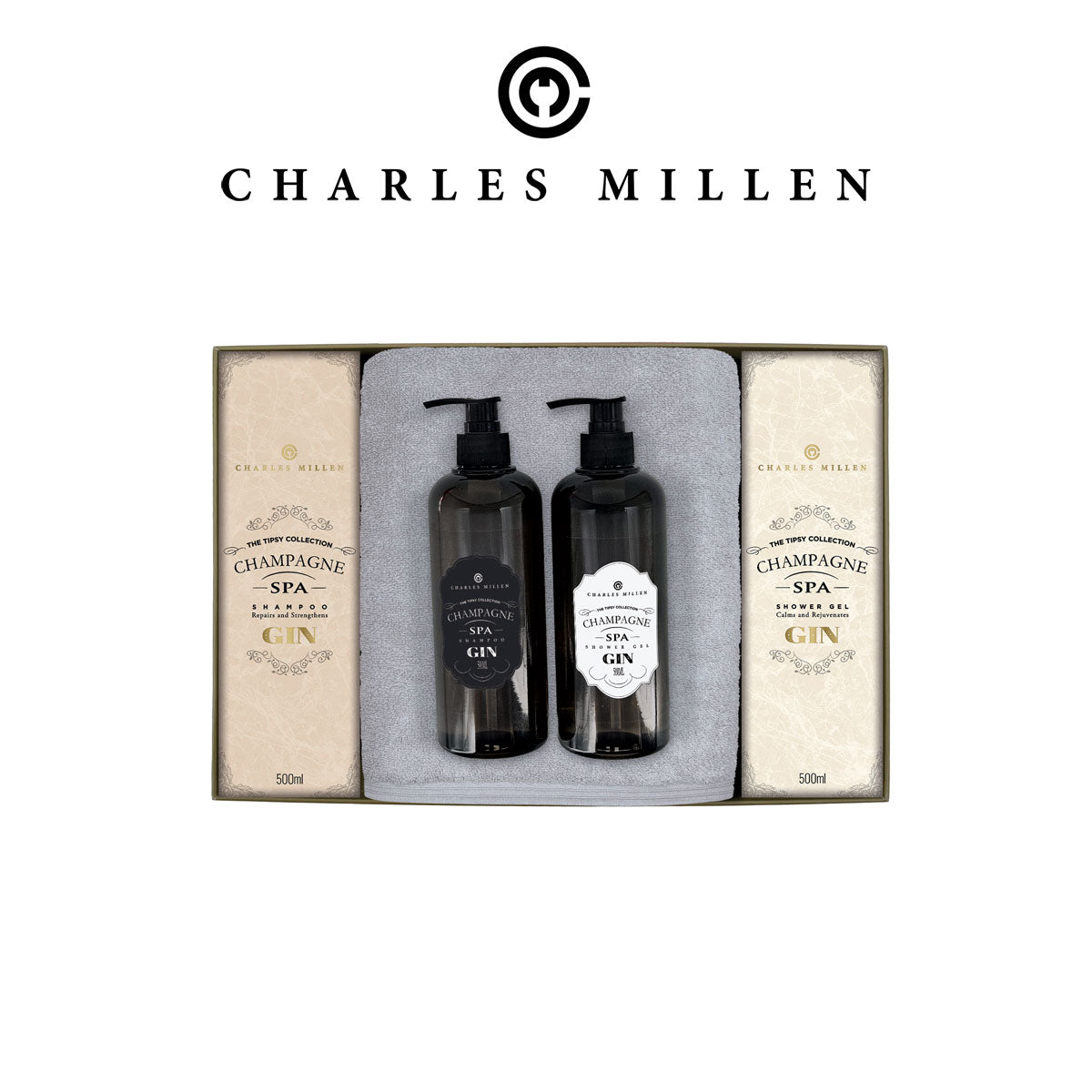 (1 Box) Christmas Towel Gift - Charles Millen Signature REBLISS Xmas Towel Gift Set.( Sport Towel - 50x100cm, Body Wash)