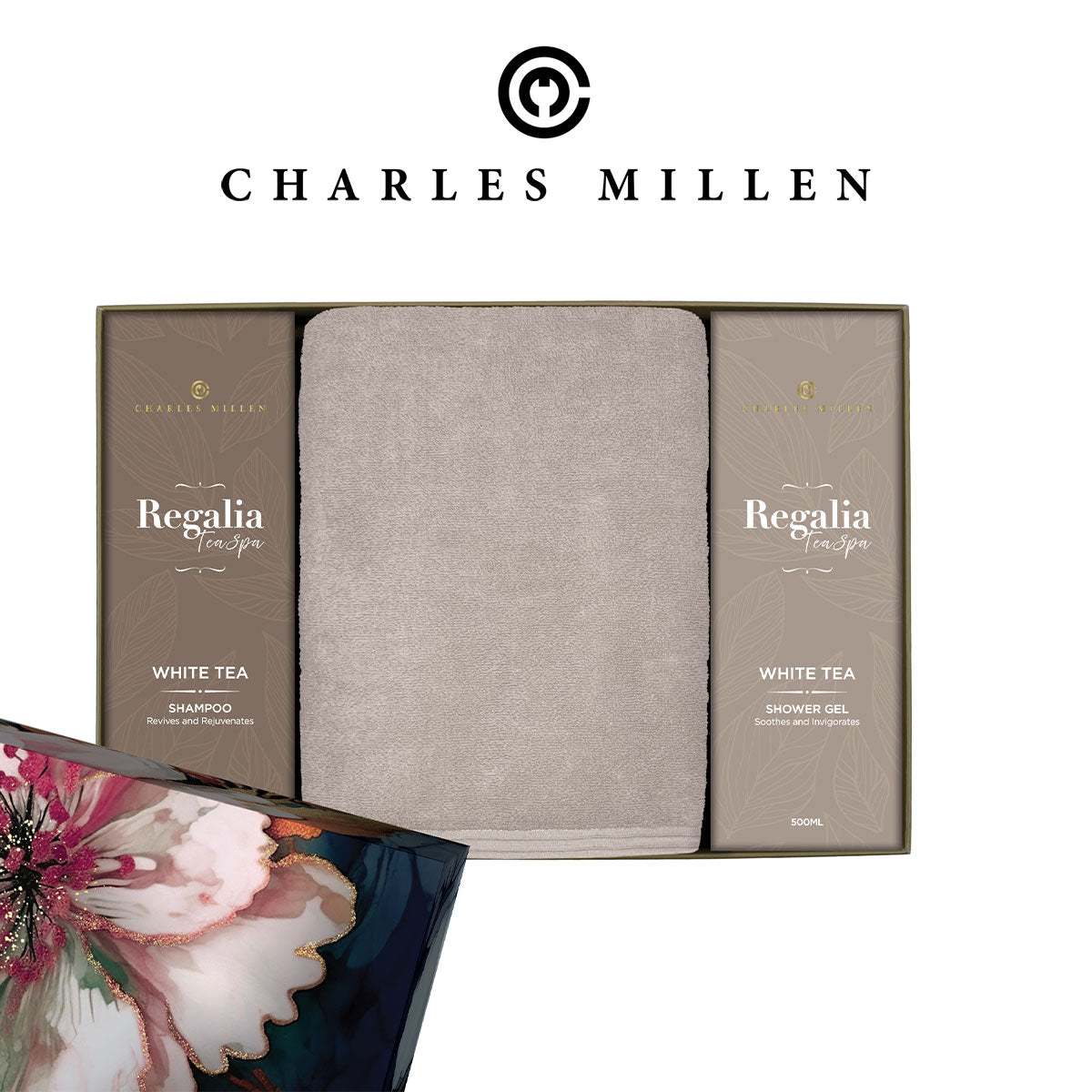 (1 Box) Christmas Towel Gift - Charles Millen Signature REBLISS Xmas Towel Gift Set.( Sport Towel - 50x100cm, Body Wash)
