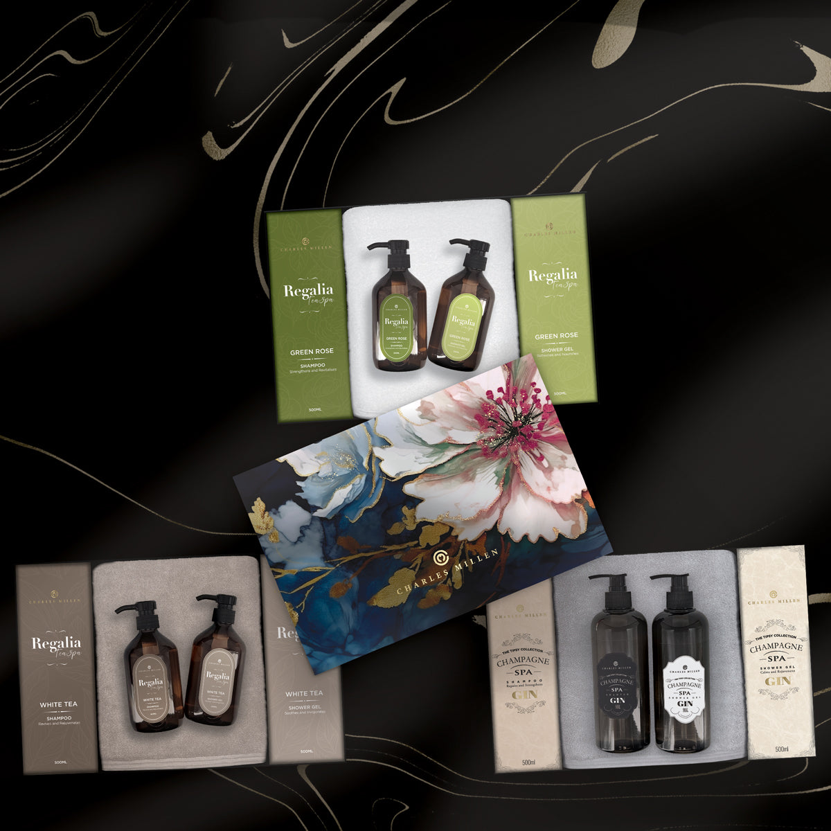 (1 Box) Christmas Towel Gift - Charles Millen Signature REBLISS Xmas Towel Gift Set.( Sport Towel - 50x100cm, Body Wash)