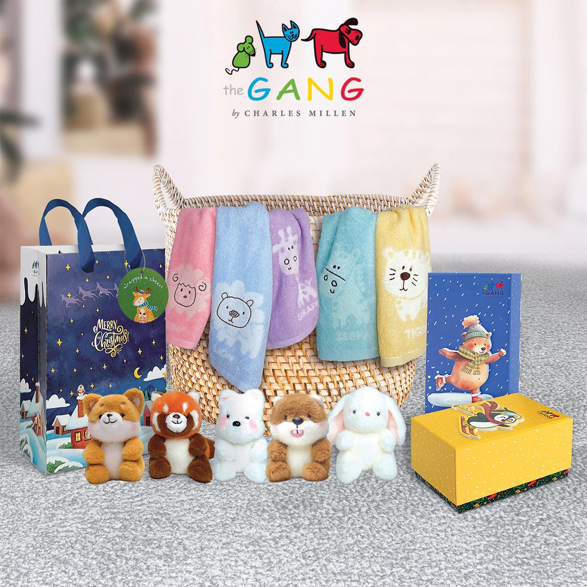Christmas Towel Gift set- The GANG by Charles Millen THE MOBZ Towel &amp; Plush Collection