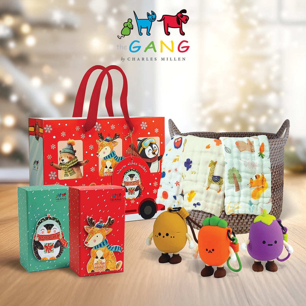 Christmas Towel Gift Set- The Gang Charles Millen The Squad Team ( Gauze Towel with Squad Pouches )