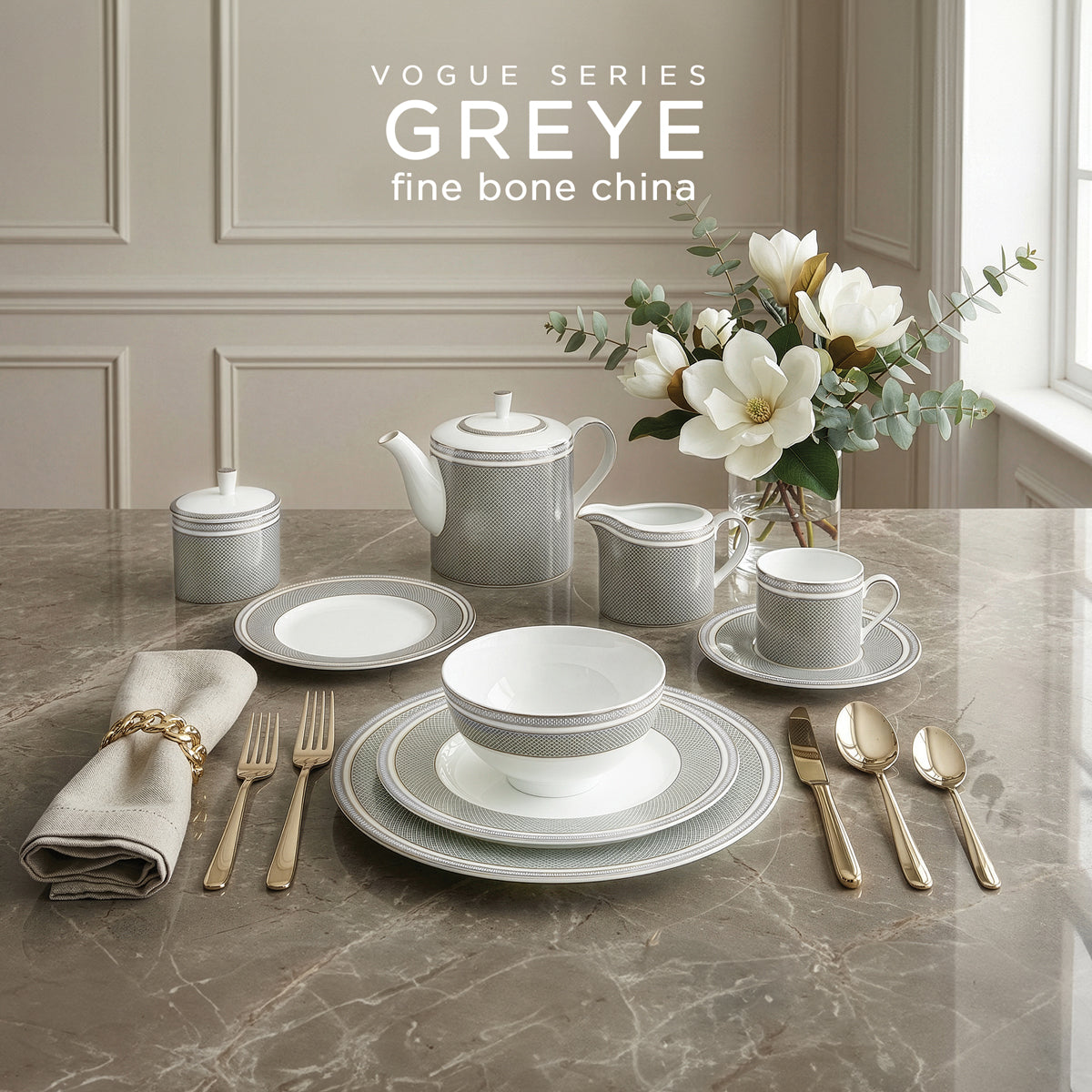 Charles Millen GREYE-10 (VOGUE series) - 8.5" Rimmed Dessert Plate