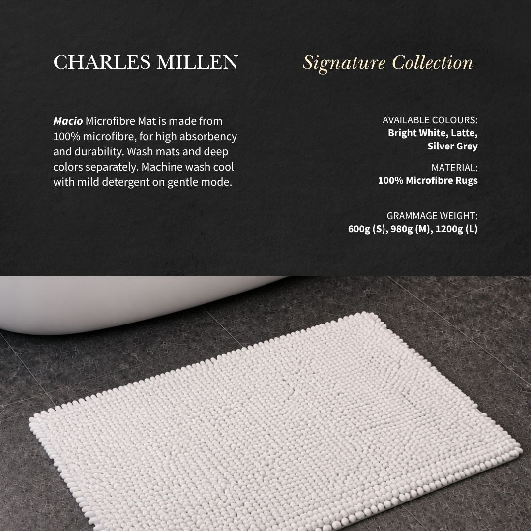Charles Millen MACIO Ultra Soft - Absorbent Microfibre Antislip Backing Bath Mat