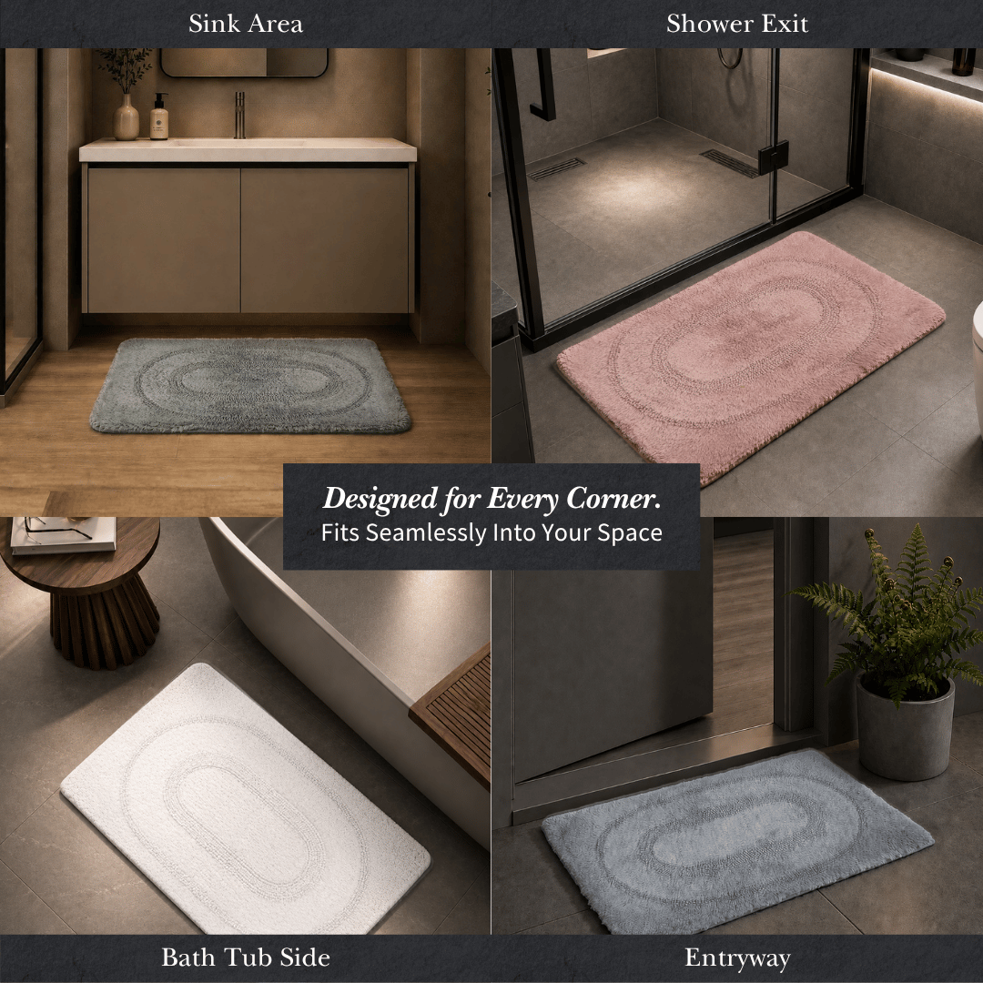 MIE [2pcs] - Super Soft Cotton Tufted Reversible Mat