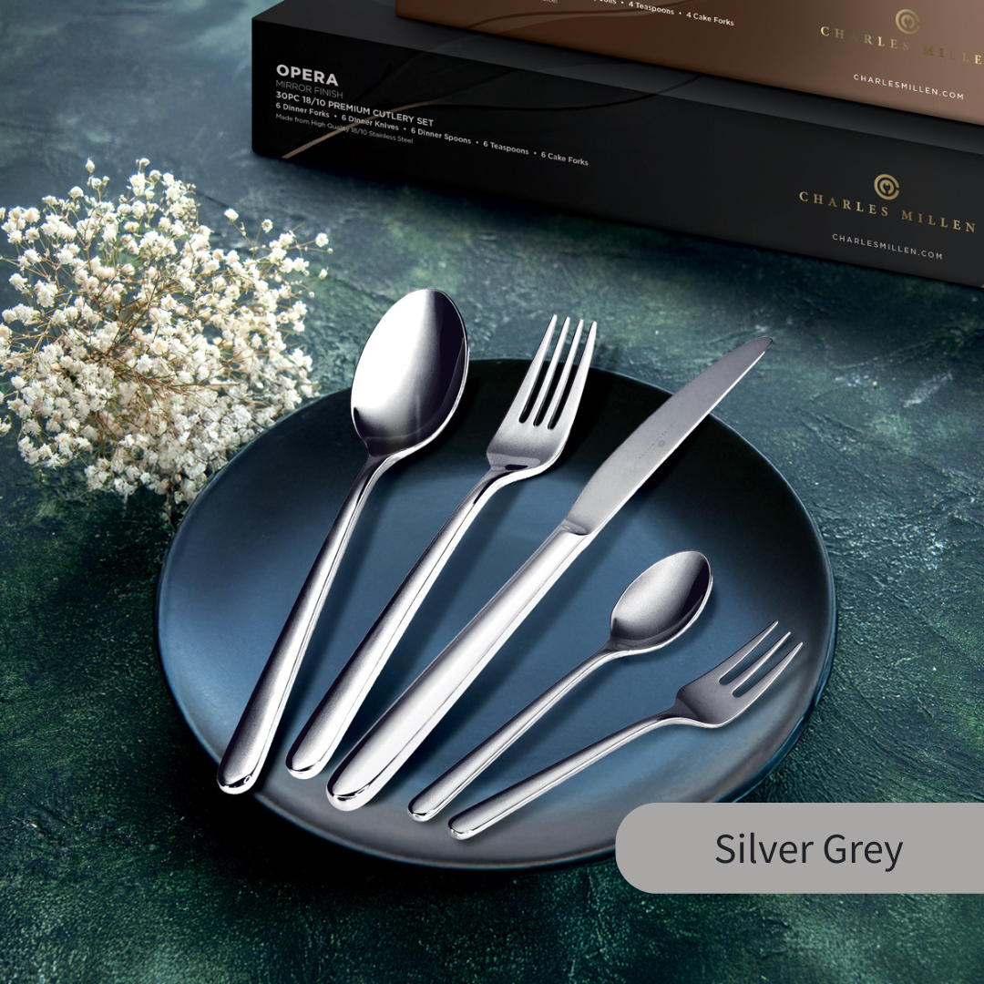 CHARLES MILLEN Signature Collection 20pc/30pc Cutlery Set in Gift Box (Silver Grey) – OPERA