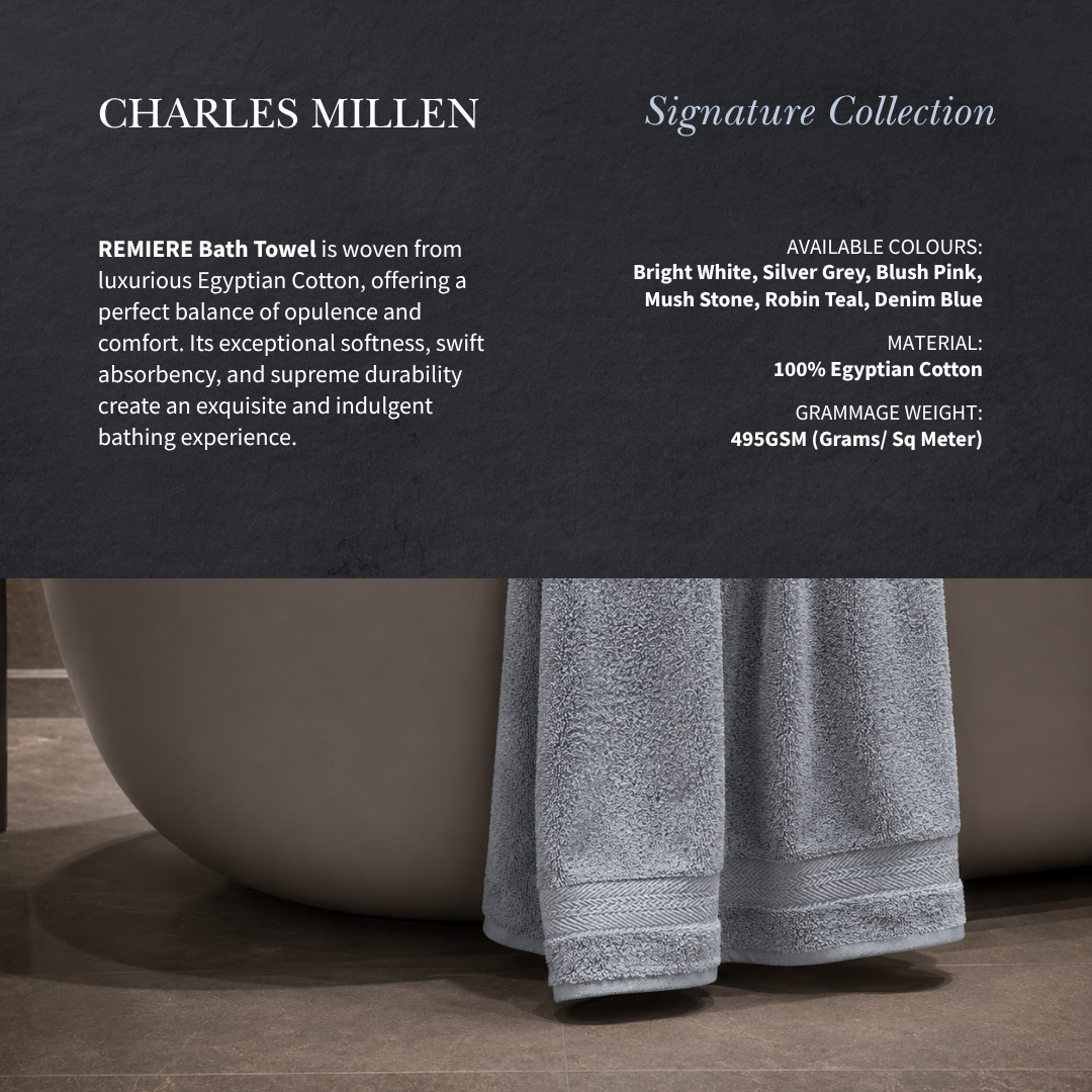 CHARLES MILLEN REMIERE Egyptian Cotton Bath Towel (70x140cm/485g)