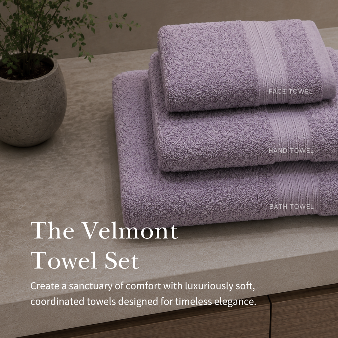 (3pc Face, Hand, Bath Towel set ) Charles Millen Velmont Egyptian Cotton Towel Set