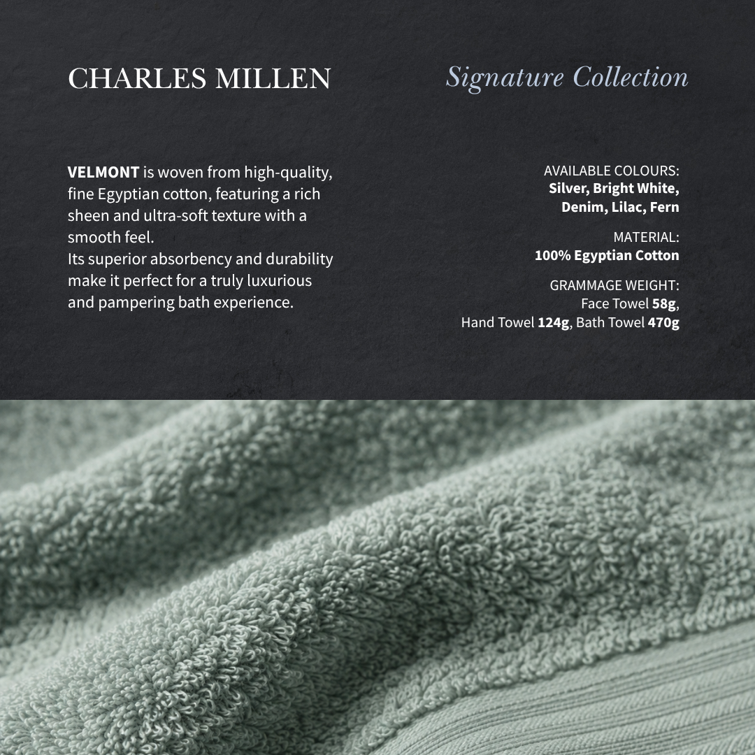 (3pc Face, Hand, Bath Towel set ) Charles Millen Velmont Egyptian Cotton Towel Set